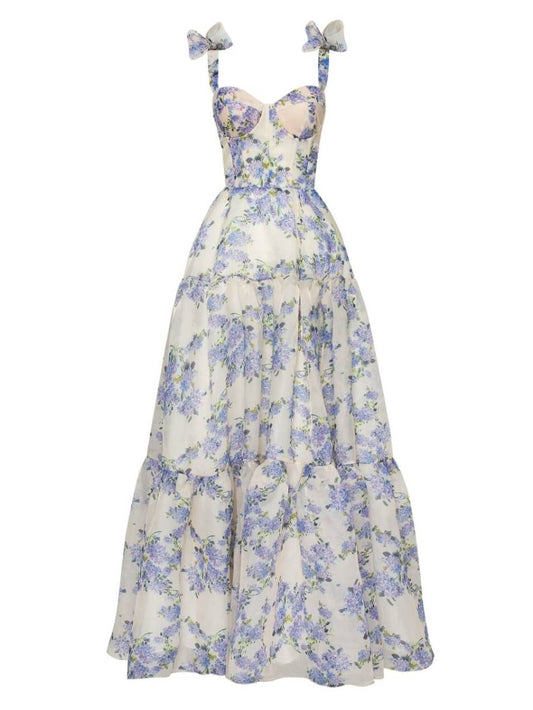 Robe à bretelles nouées Milla Hydrangea