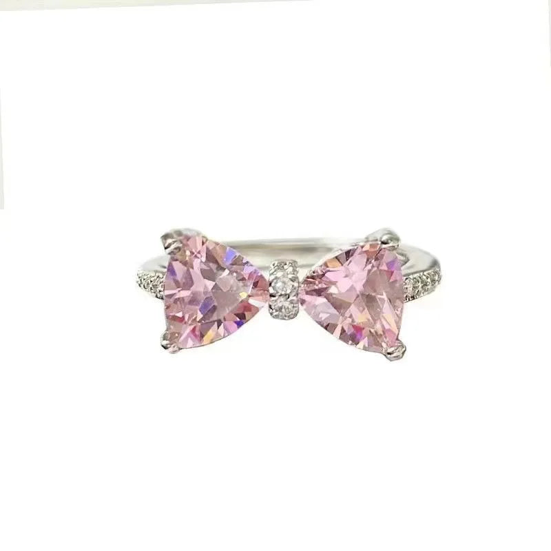 Silver Rhinestone Bow Tie Ring