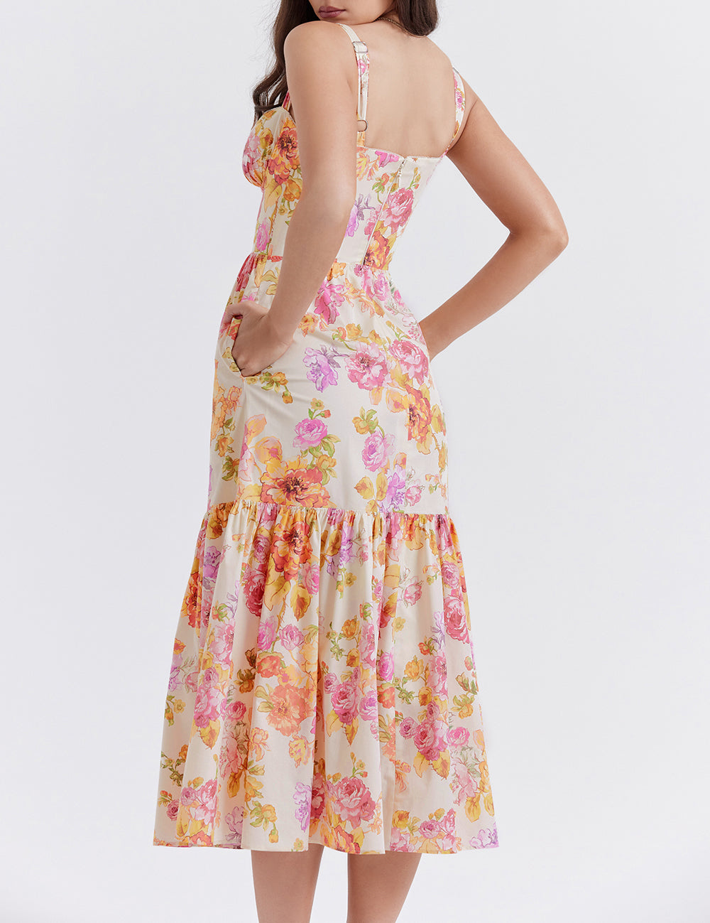 Elia Ivory Floral Midi Dress