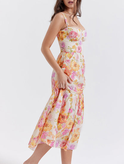 Elia Ivory Floral Midi Dress